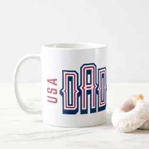 Caneca De Café Pai americano dos EUA VERMELHO Branco Azul Patriót