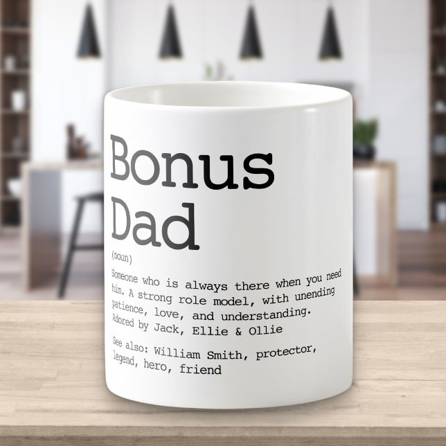 Caneca De Café Pai Bonus Padrasto Definição Preto E Branco (Criador carregado)
