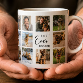 Caneca De Café Pai cachorro papai fotocolagem preto branco