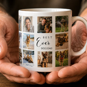 Caneca De Café Pai cachorro papai fotocolagem preto branco