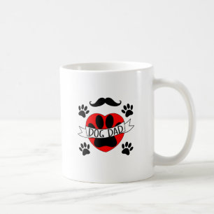 Caneca De Café Pai Cão E Desenho Coração Vermelho