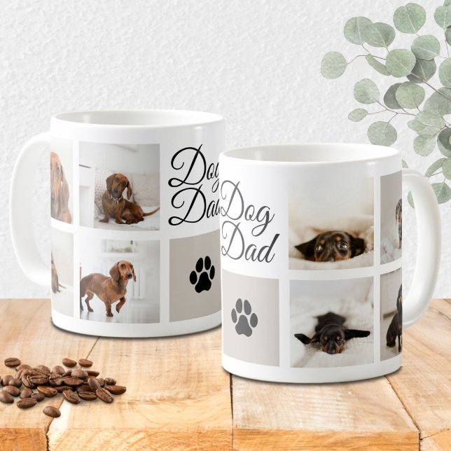 Caneca De Café Pai Cão Imprimir Oito Fotos Pet Personalizadas (Criador carregado)