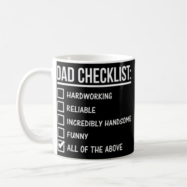 Caneca De Café Pai Checklist Hardworking Reliable Incrivelmente (Esquerda)