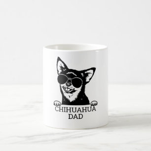 Caneca De Café Pai Chihuahua Vestindo Óculos Dias de os pais
