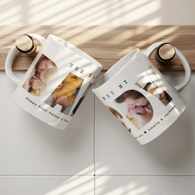 Caneca De Café Pai Colagem de Fotografias Primeiro Dia de os pais (Criador carregado)