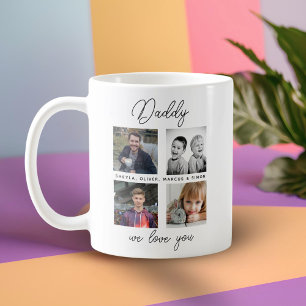 Caneca De Café Pai com Colagem de Fotografias do Pai 4 para Crian