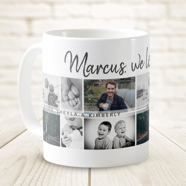 Caneca De Café Pai com Crianças e Colagem de Fotos de Pai Familia (Criador carregado)