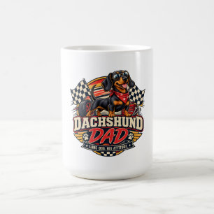 Caneca De Café Pai Dachshund Correndo Bandeira Xadrez Cachorro Co