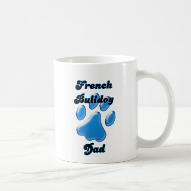 Caneca De Café Pai de Buldogue Francês Blue Pawprint (Direita)