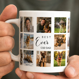 Caneca De Café Pai de cachorro GSD fotocolagem preto e branco