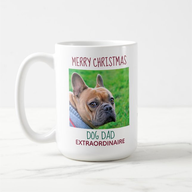 Caneca De Café Pai de Cães - Feliz Natal Pet Dog Foto (Esquerda)