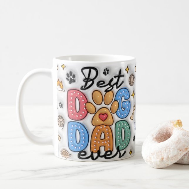 Caneca De Café Pai de cães personalizado Mug com foto (Com Donut)