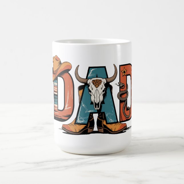 Caneca De Café Pai de cowboy: Duro, Verdadeiro e Eterno (Centro)