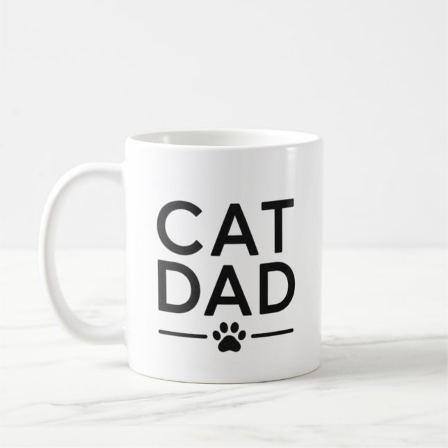 Caneca De Café Pai de Gato Design Minimalista Limpo Amante de Gat (Esquerda)