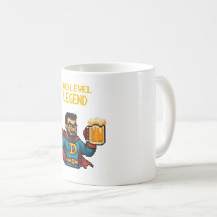 Caneca De Café Pai de Super Herói Pixel Art, Presente Dia de os p