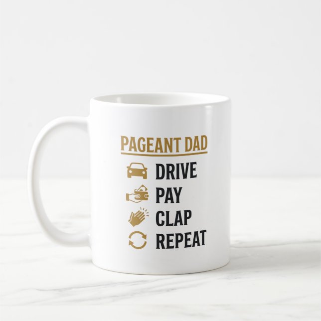 Caneca De Café Pai Desfile Dirige Paga Aplauda Camisa de Repetiçã (Esquerda)