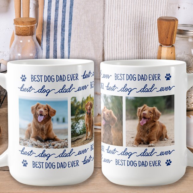 Caneca De Café PAI DOG - Impressões Personalizadas de 4 Pet Photo (Criador carregado)