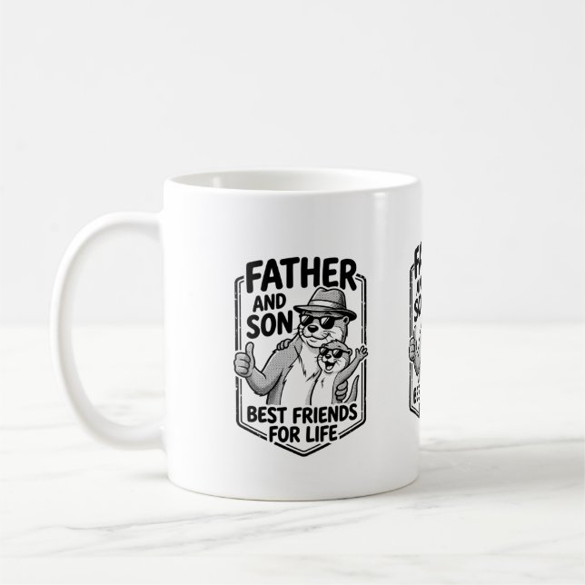 Caneca de Café Pai e Filho Lontra Fofa (Esquerda)