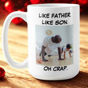 Caneca De Café Pai Engraçado Como Padre Como Filho Dotado De Foto
