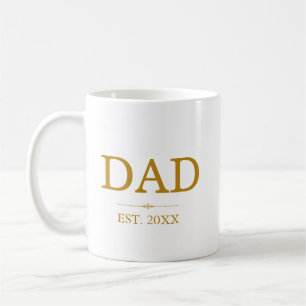 Caneca De Café Pai Est. Data com Script Dourado de Nomes de Crian
