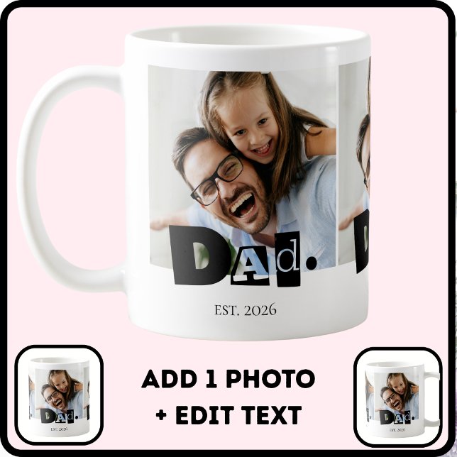 Caneca De Café Pai Estabeleceu Foto Personalizada Moderna (Criador carregado)