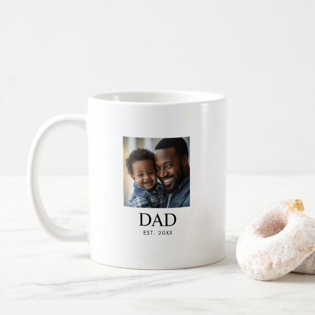 Caneca De Café Pai Estabeleceu Foto Preta Simples (Com Donut)