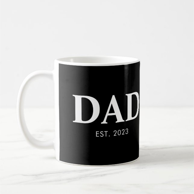 Caneca De Café Pai Estabeleceu Texto Simples Mínimo Ano (Esquerda)