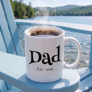Caneca De Café Pai Estabelecido Novo Pai Simples Negrito Divertid