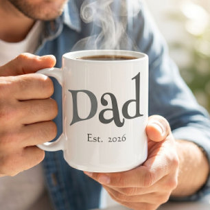 Caneca De Café Pai Estabelecido Novo Pai Simples Negrito Divertid