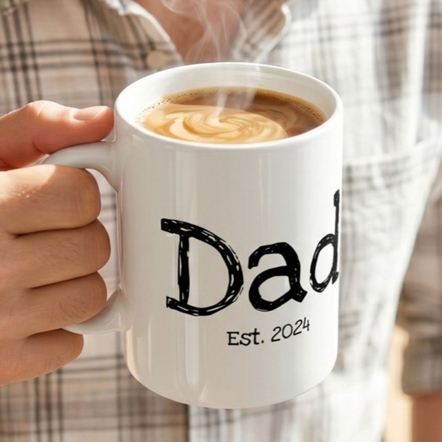 Caneca De Café Pai Estabelecido Preto Branco Ousado (Criador carregado)