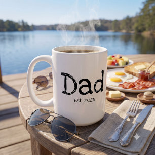 Caneca De Café Pai Estabelecido Preto e Branco Ousado