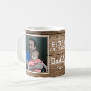 Caneca De Café Pai Fotográfico Personalizado 2 Primeira Madeira 