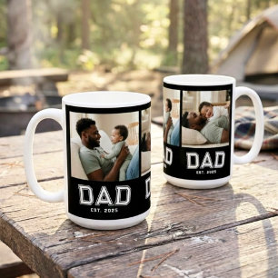 Caneca De Café Pai Fundado 3 Colagem de Fotos Personalizado Branc