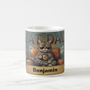 Caneca De Café Pai Gato Legal Café Retro com Nome Personalizado