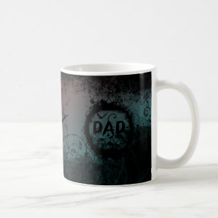 Caneca De Café Pai Grunge-Gótico com Crânios e Bat