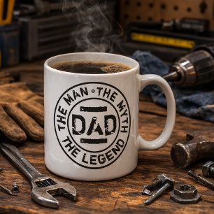 Caneca De Café Pai Homem Mito Lenda Selo Grunge Dia dos Pais