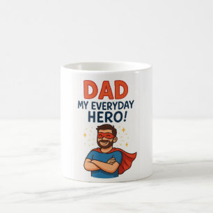 Caneca De Café Pai Meu Herói do Dia a Dia - Super Pai Mug com Car
