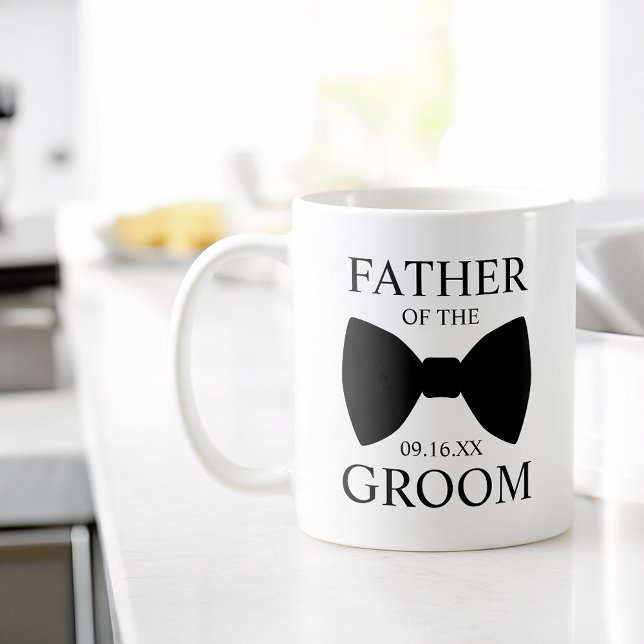 Caneca De Café Pai Moderno do Noivo Gravata Borboleta (Modern Father of the Groom Bowtie Coffee Mug)