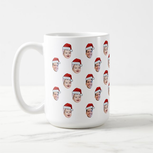 Caneca De Café Pai Natal Personalizado Rosto Natal Presente 2 Fot (Esquerda)