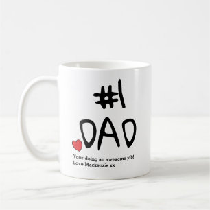 Caneca De Café Pai No.1 Mug De Dia de os pais Com Nome De Adiçã