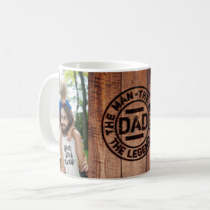 Caneca De Café Pai O Homem Mito Lenda Dois Foto Madeira Personali