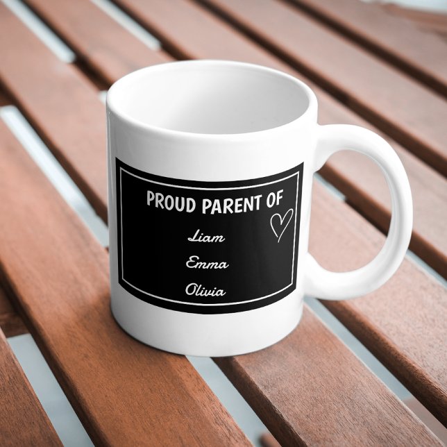 Caneca De Café Pai Orgulhoso de com Nomes Personalizados (Criador carregado)