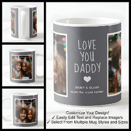 Caneca De Café Pai Pai Te Ama 2 Fotos Médio Moderna Cinza C19