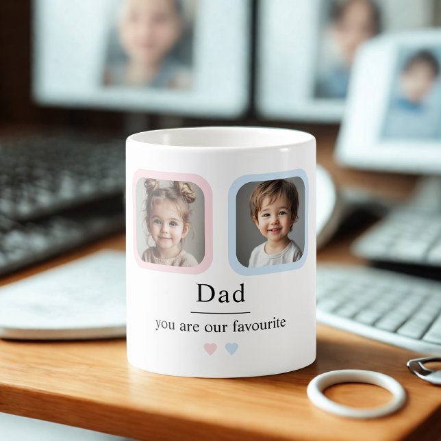 Caneca De Café Pai personalizado com oferta de 2 fotos para crian (Criador carregado)