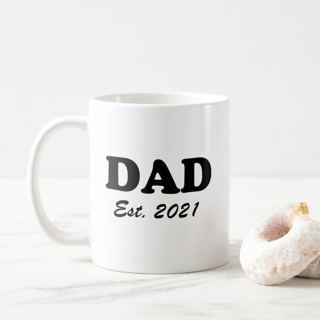 Caneca De Café Pai personalizado data estabelecida preto branco m (Com Donut)