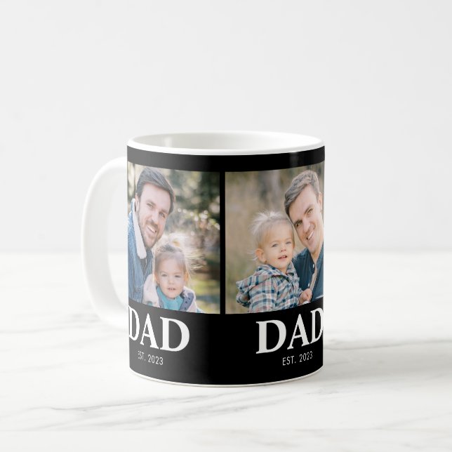 Caneca De Café Pai Personalizado Fundado em 3 Foto Dia dos Pais (Frente Esquerda)