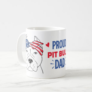 Caneca De Café Pai Pitbull Patriótico Bandeira Americana Cachorro