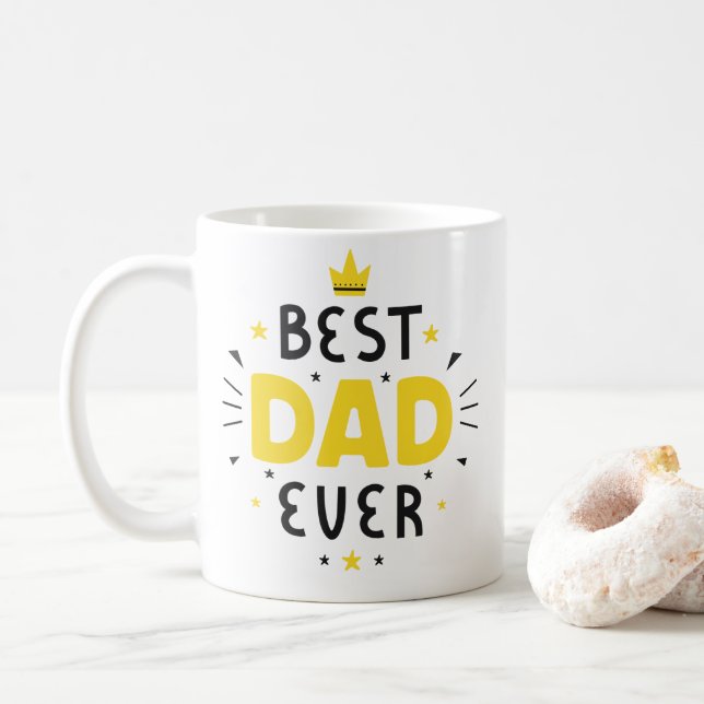 Caneca De Café Pai Preto e Amarelo - Melhor Café (Com Donut)