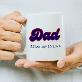 Caneca De Café Pai retro vermelho e azul, ano personalizado