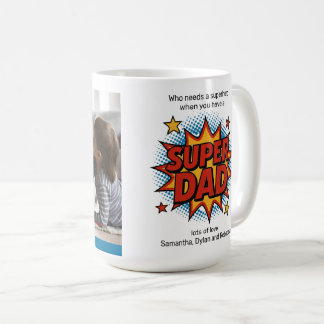 Caneca De Café Pai Super Estilo Cartoon Adicione Sua Foto Dia dos